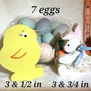⭐️ Easter Buddy Bundle, “Wooden Bunny, Chick Eggs  and small Wicker basket.